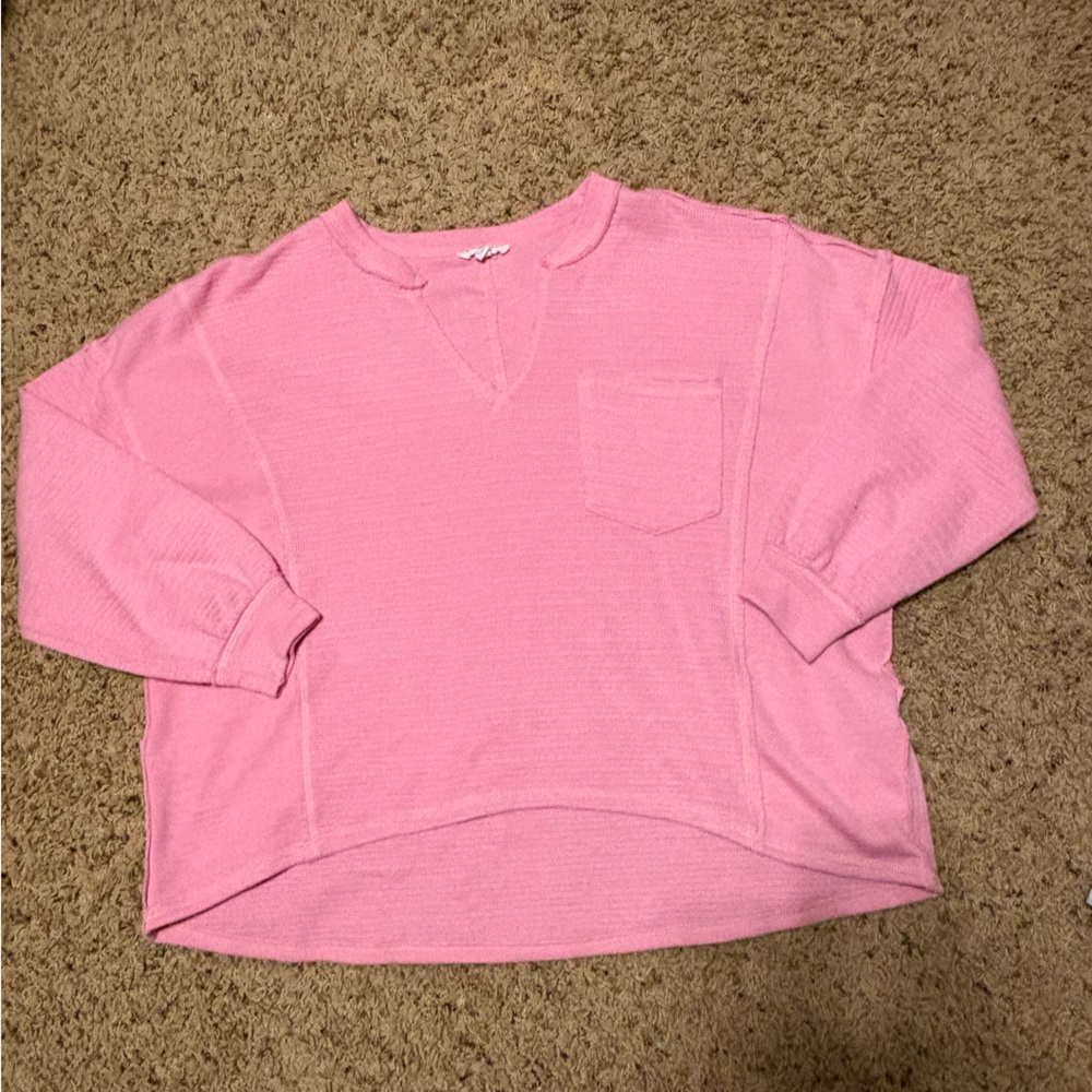 Blu Pepper Pink Thermal Pullover with Chest Pocket